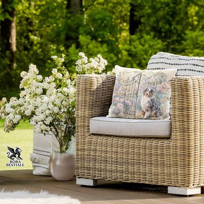 Cuscino SECRET GARDEN - BORDER COLLIE Blue Merle - 100% Tela di Cotone - 40x40 cm