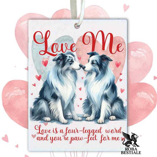 Deodorante Auto LOVE ME - BORDER COLLIE Blue Merle - In Feltro, con cordino - 7,5 x 10 cm