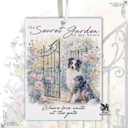 Profumatore SECRET GARDEN - BORDER COLLIE Blue Merle - In Feltro, con cordino - 7,5 x 10 cm