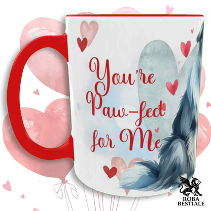 Tazza LOVE ME - BORDER COLLIE Blue Merle - In Ceramica, con dettagli Rossi - 330 ml