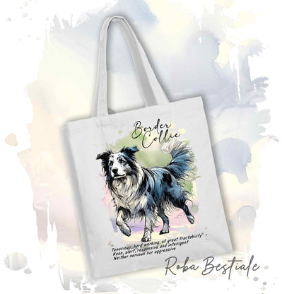Shopper BEHAVIOR - BORDER COLLIE Blue Merle - Standard FCI - Diversi colori disponibili, 100% Cotone