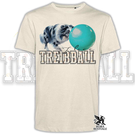 T-Shirt I LOVE TREIBBALL - BORDER COLLIE Blue Merle - Off White, colore dettagli a scelta - dalla XS alla 2XL