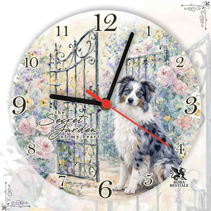 Orologio da Muro SECRET GARDEN - BORDER COLLIE Blue Merle - in MDF - diametro 20 o 30 cm