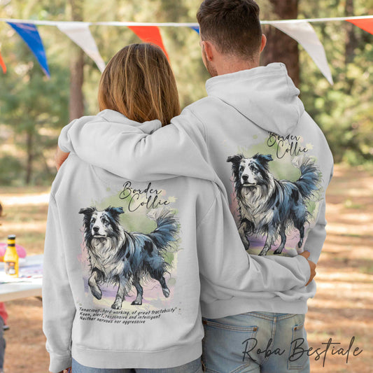 Felpa BEHAVIOR - BORDER COLLIE Blue Merle - Standard FCI - Unisex - Grigia - dalla XS alla 3XL