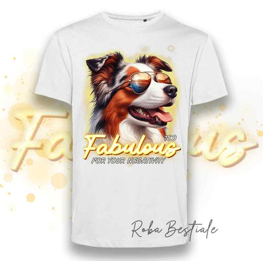 T-Shirt UOMO - TOO FABULOUS - BORDER COLLIE Red Merle
