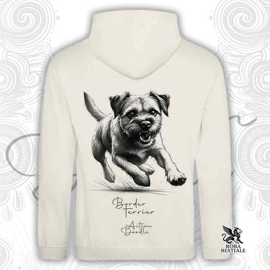Felpa ACTION DOODLE - BORDER TERRIER - Con Cappuccio e Tasconi, diversi colori, Unisex - dalla XS alla 3XL