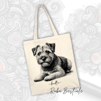 Shopper DOODLE - BORDER TERRIER - Diversi colori disponibili, 100% Cotone