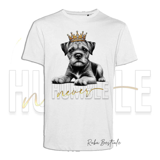 T-shirt NEVER HUMBLE - BORDER TERRIER - Bianca o Beige Uomo o Donna - dalla XS alla 5XL