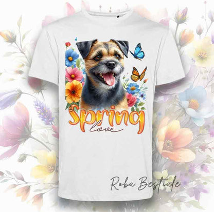 T-Shirt SPRING LOVE - BORDER TERRIER Blue and Tan