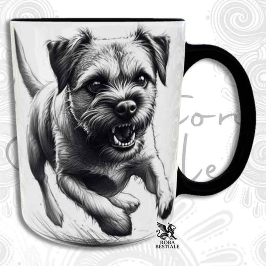 Tazza ACTION DOODLE - BORDER TERRIER - In Ceramica, con manico e interno colorato - 330 ml