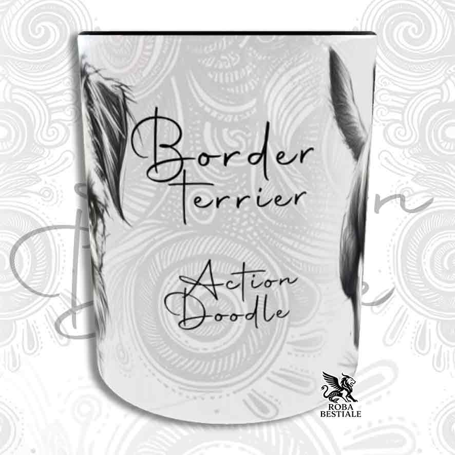 Tazza ACTION DOODLE - BORDER TERRIER - In Ceramica, con manico e interno colorato - 330 ml