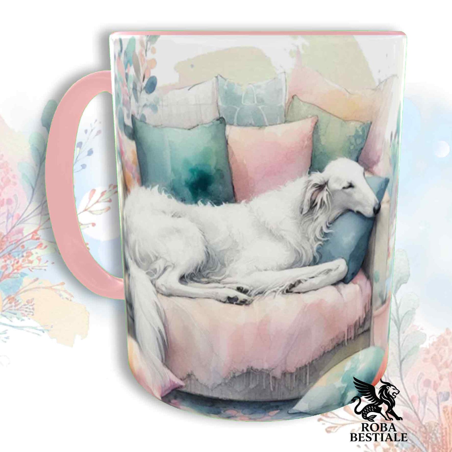 Tazza SOFT LIFE - BORZOI Bianco - In Ceramica, colore a scelta - 330 ml
