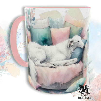 Tazza SOFT LIFE - BORZOI Bianco - In Ceramica, colore a scelta - 330 ml