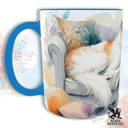 Tazza SOFT LIFE - BORZOI Bianco e Arancio - In Ceramica, colore a scelta - 330 ml