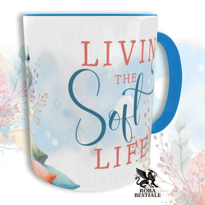 Tazza SOFT LIFE - BORZOI Bianco e Arancio - In Ceramica, colore a scelta - 330 ml