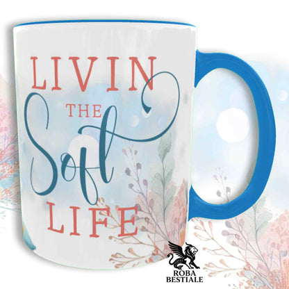 Tazza SOFT LIFE - BORZOI Bianco e Arancio - In Ceramica, colore a scelta - 330 ml