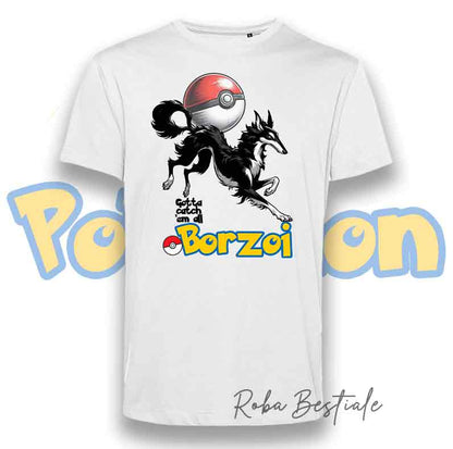 T-Shirt POKEMON - BORZOI Bianco & Nero