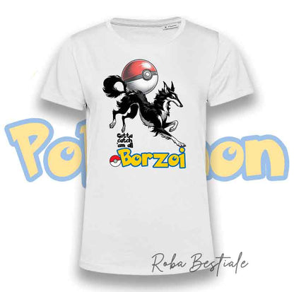 T-Shirt POKEMON - BORZOI Bianco & Nero
