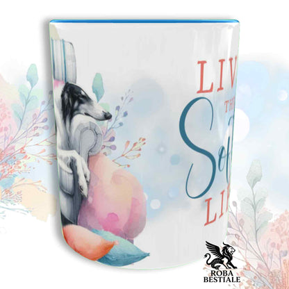 Tazza SOFT LIFE - BORZOI Bianco e Nero - In Ceramica, colore a scelta - 330 ml