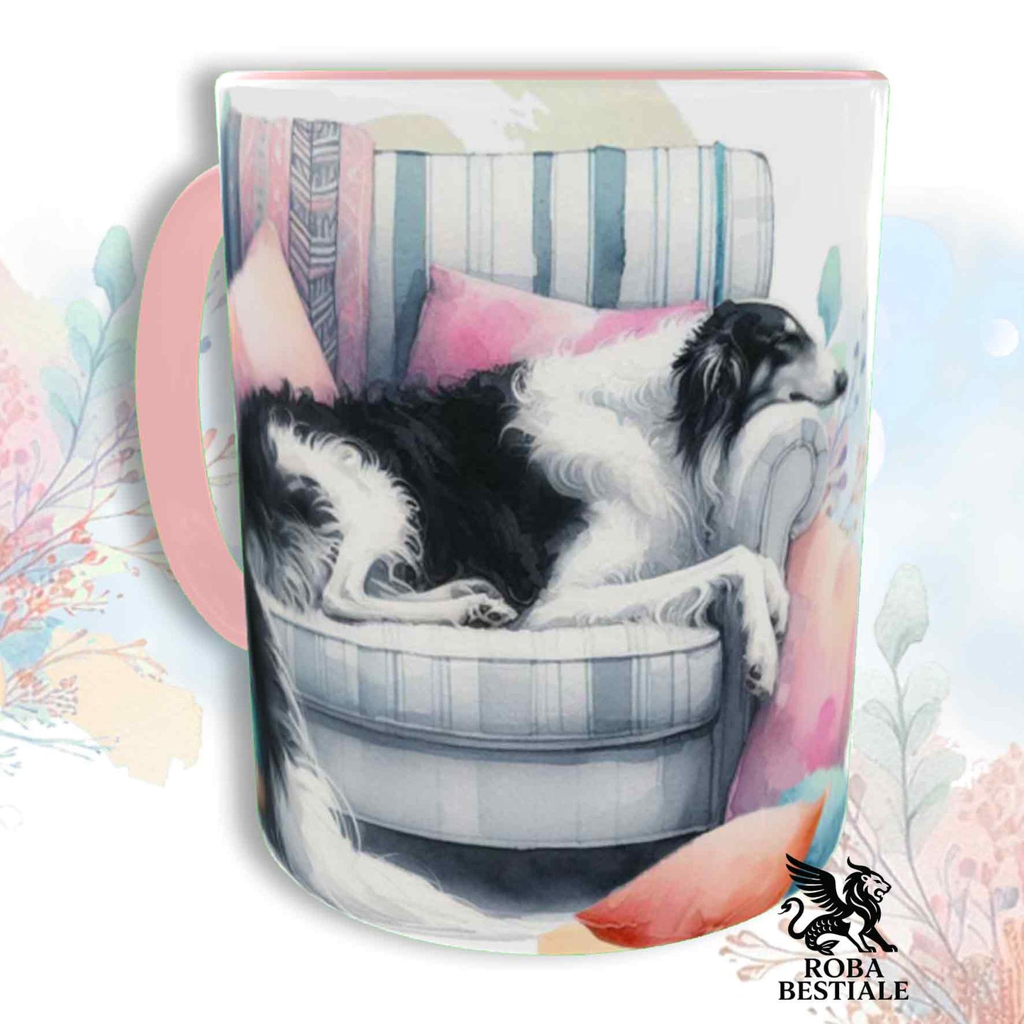 Tazza SOFT LIFE - BORZOI Bianco e Nero - In Ceramica, colore a scelta - 330 ml