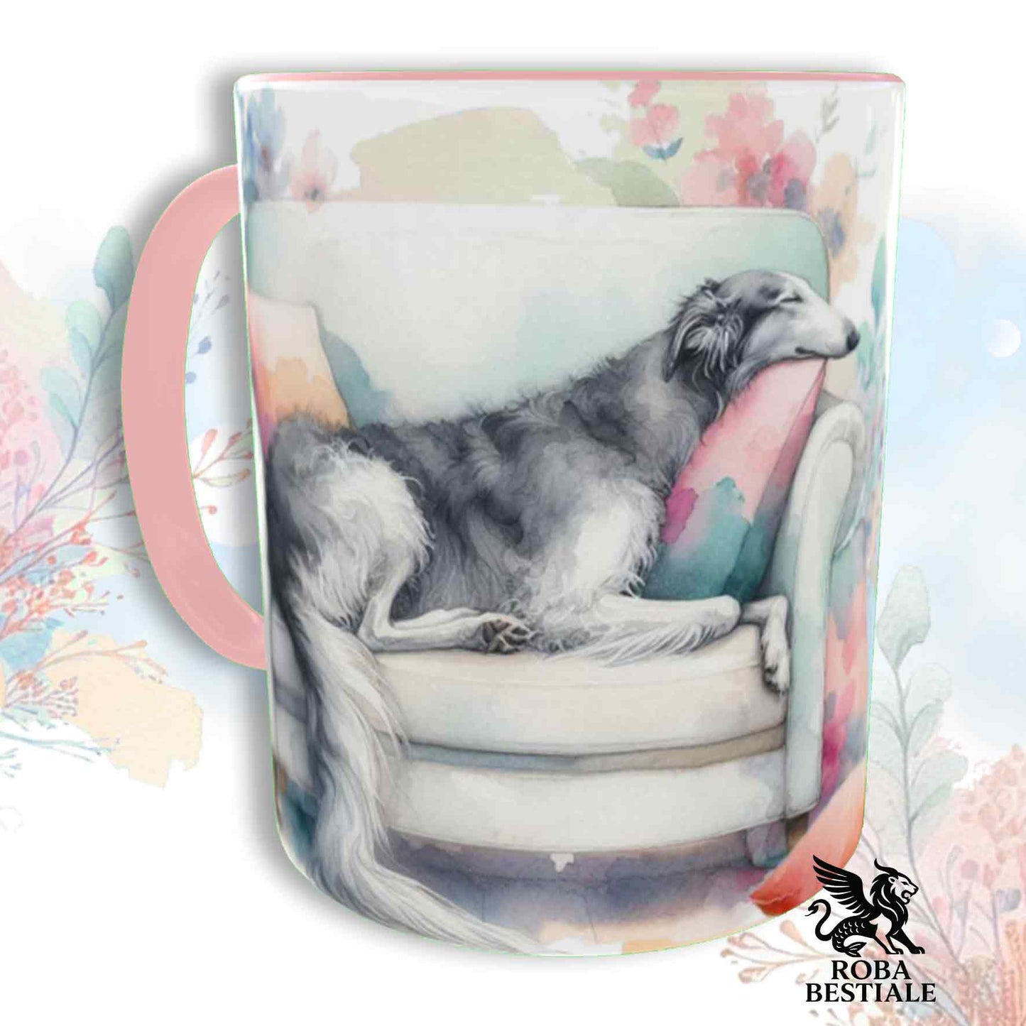 Tazza SOFT LIFE - BORZOI Grigio - In Ceramica, colore a scelta - 330 ml