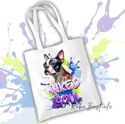 Shopper INKED SOUL - BOSTON TERRIER Bianco & Nero