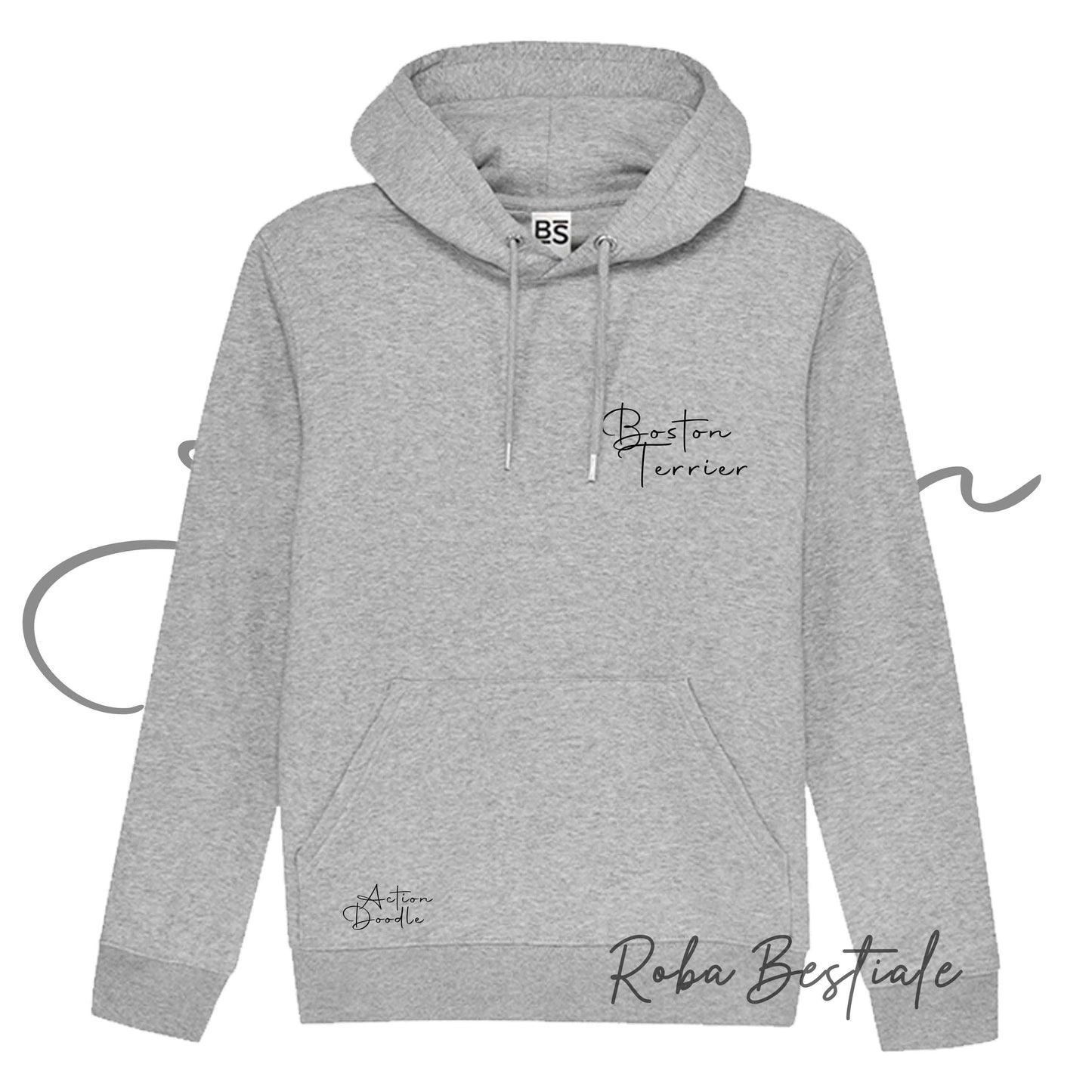 Felpa ACTION DOODLE - BOSTON TERRIER 1 - Unisex - Grigia - dalla XS alla 3XL