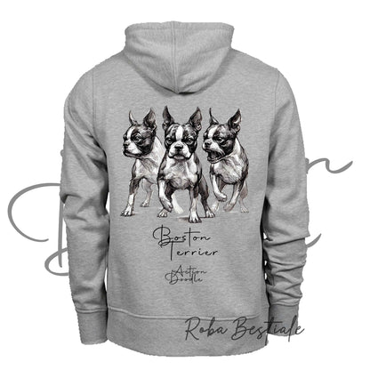 Felpa ACTION DOODLE - BOSTON TERRIER 1 - Unisex - Grigia - dalla XS alla 3XL