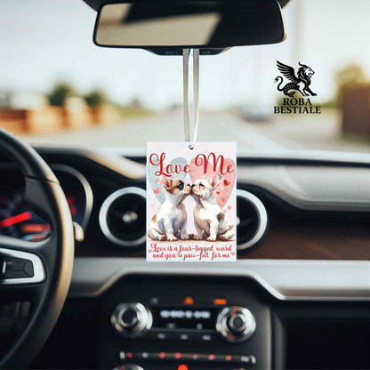 Deodorante Auto LOVE ME - BOULEDOGUE FRANCAIS Bianco Fulvo - In Feltro, con cordino - 7,5 x 10 cm