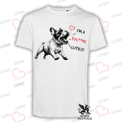 T-Shirt CUTIE - BOULEDOGUE FRANCESE Bianco Fulvo - Bianca o Beige, da Uomo o da Donna - dalla XS alla 5XL