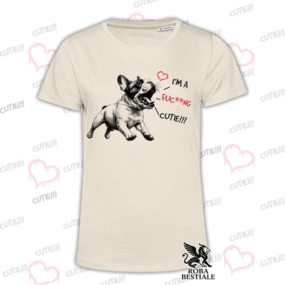 T-Shirt CUTIE - BOULEDOGUE FRANCESE Bianco Fulvo - Bianca o Beige, da Uomo o da Donna - dalla XS alla 5XL