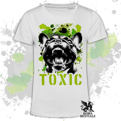 T-shirt TOXIC - Brindle FRENCH BULLDOG - White or Beige, for Men or Women - from XS to 5XL