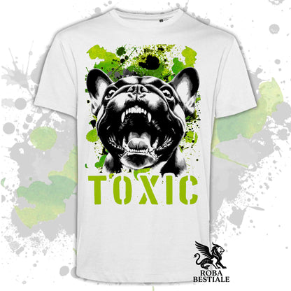 T-shirt TOXIC - Brindle FRENCH BULLDOG - White or Beige, for Men or Women - from XS to 5XL