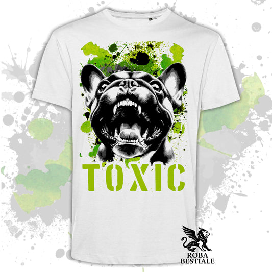 TOXIC - BOULEDOGUE FRANCAIS Bringé T-Shirt - White, for Men or Women - XS to 5XL