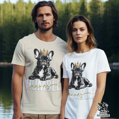 NEVER HUMBLE - BOULEDOGUE FRANCAIS Bringé T-Shirt - White, for Men or Women - XS to 5XL