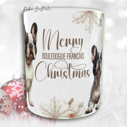 Tazza COZY WINTER - BOULEDOGUE FRANCAIS Caille - In Ceramica, con manico color Oro - 330 ml