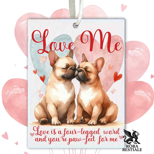 Deodorante Auto LOVE ME - BOULEDOGUE FRANCAIS Fulvo - In Feltro, con cordino - 7,5 x 10 cm
