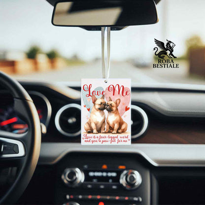 Deodorante Auto LOVE ME - BOULEDOGUE FRANCAIS Fulvo - In Feltro, con cordino - 7,5 x 10 cm