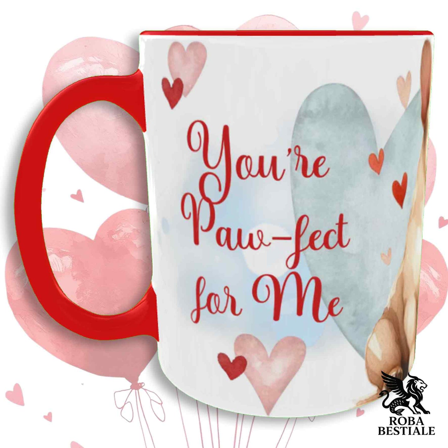 Tazza LOVE ME - BOULEDOGUE FRANCAIS Fulvo - In Ceramica, con dettagli Rossi - 330 ml
