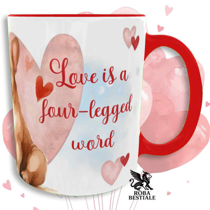 Tazza LOVE ME - BOULEDOGUE FRANCAIS Fulvo - In Ceramica, con dettagli Rossi - 330 ml