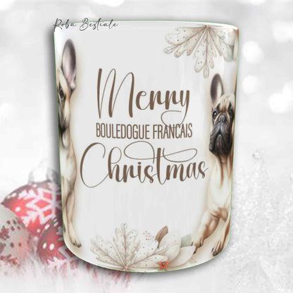 Tazza COZY WINTER - BOULEDOGUE FRANCAIS  Fulvo - In Ceramica, con manico color Oro - 330 ml
