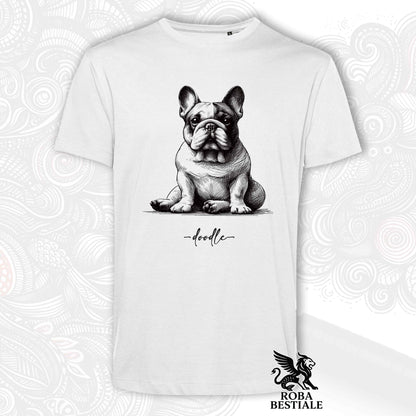 DOODLE T-Shirt - BOULEDOGUE FRANCAIS Caille - White, for Men or Women - XS to 5XL