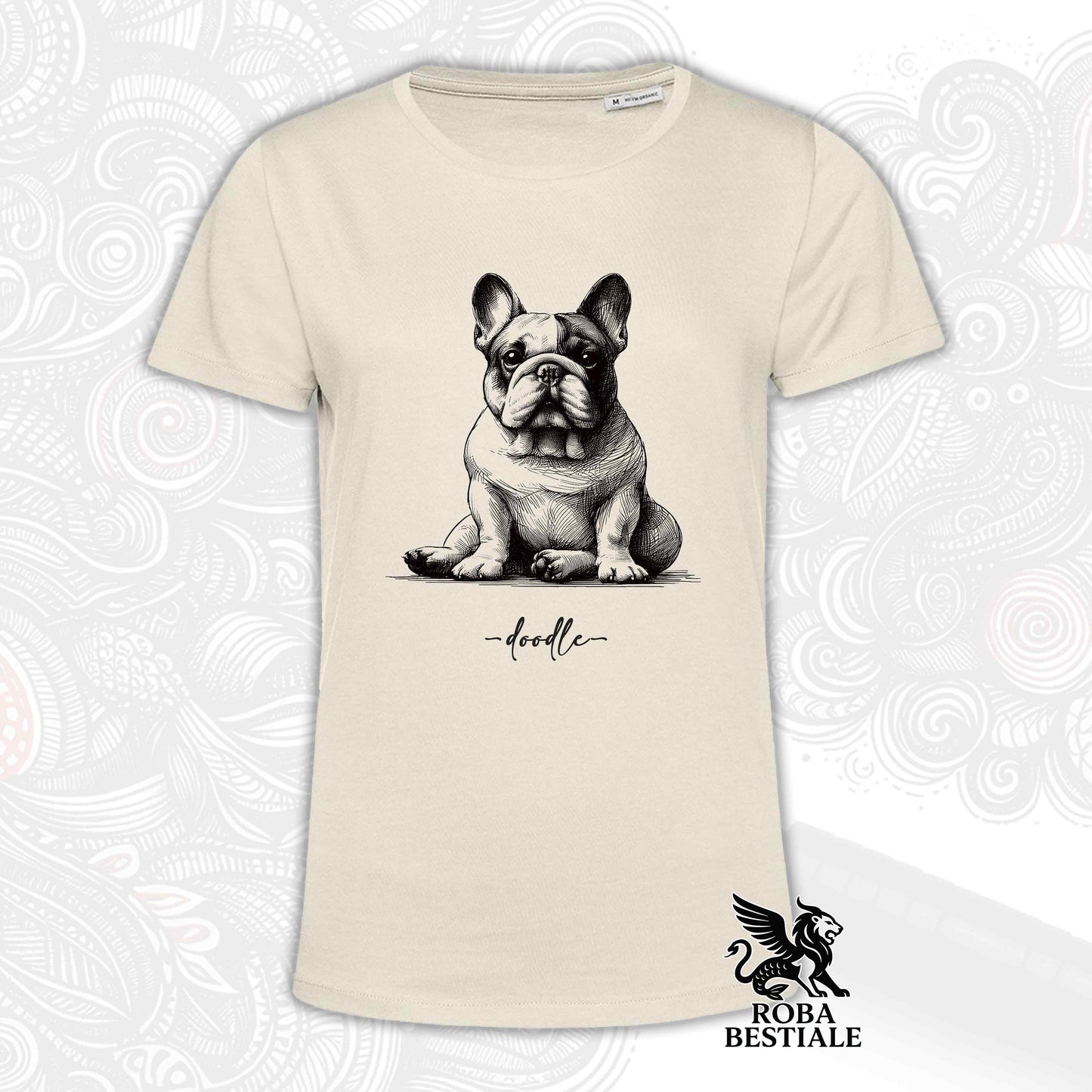 DOODLE T-Shirt - BOULEDOGUE FRANCAIS Caille - White, for Men or Women - XS to 5XL