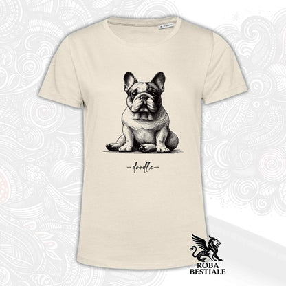 DOODLE T-Shirt - BOULEDOGUE FRANCAIS Caille - White, for Men or Women - XS to 5XL