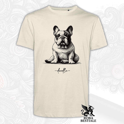 DOODLE T-Shirt - BOULEDOGUE FRANCAIS Caille - White, for Men or Women - XS to 5XL