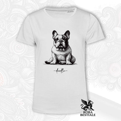 DOODLE T-Shirt - BOULEDOGUE FRANCAIS Caille - White, for Men or Women - XS to 5XL