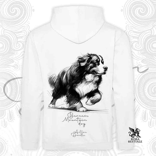 Felpa ACTION DOODLE - BOVARO DEL BERNESE - Con Cappuccio e Tasconi, diversi colori, Unisex - dalla XS alla 3XL