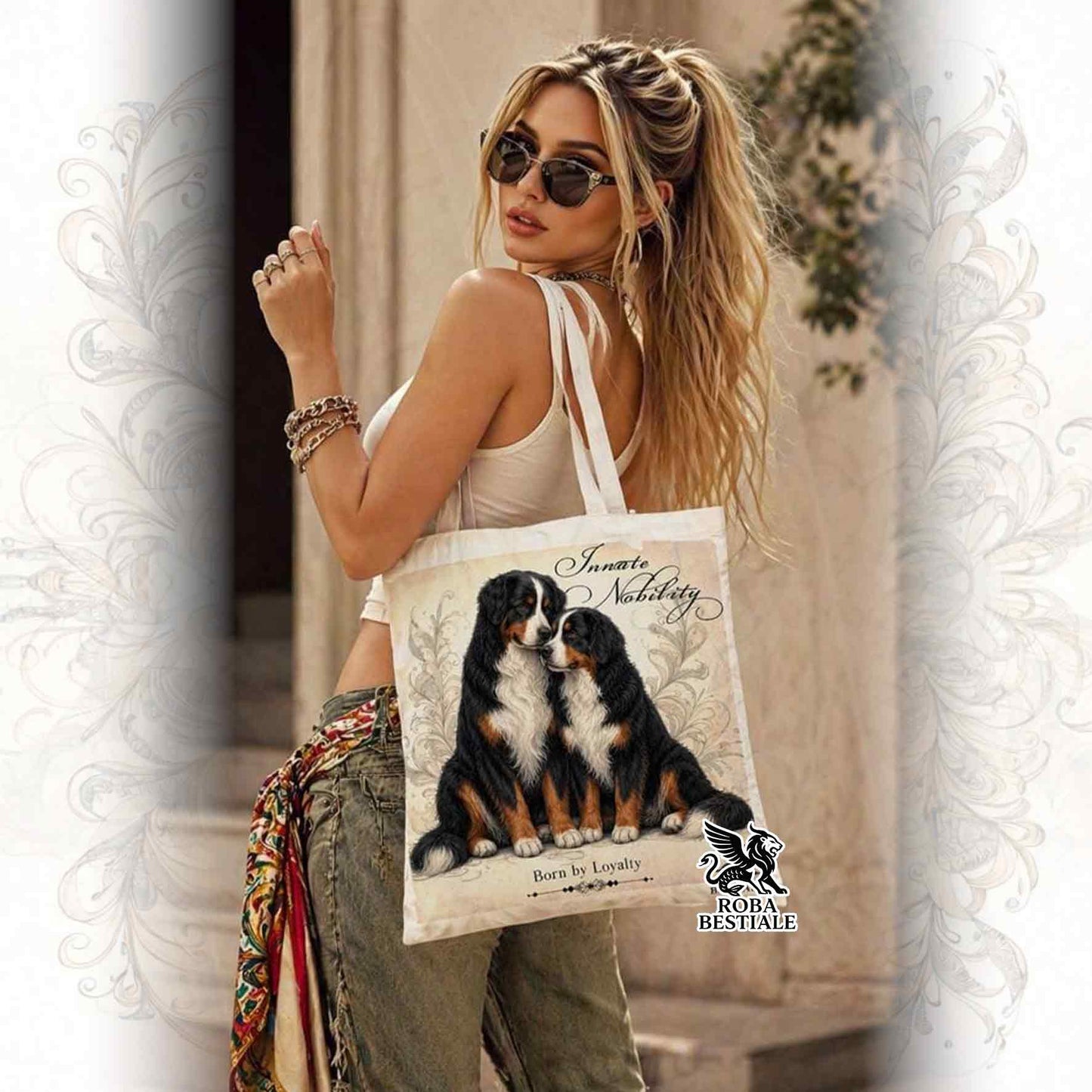 Tote Bag NOBILITY - BOVARO DEL BERNESE - 100% Cotone - Bianca o Beige