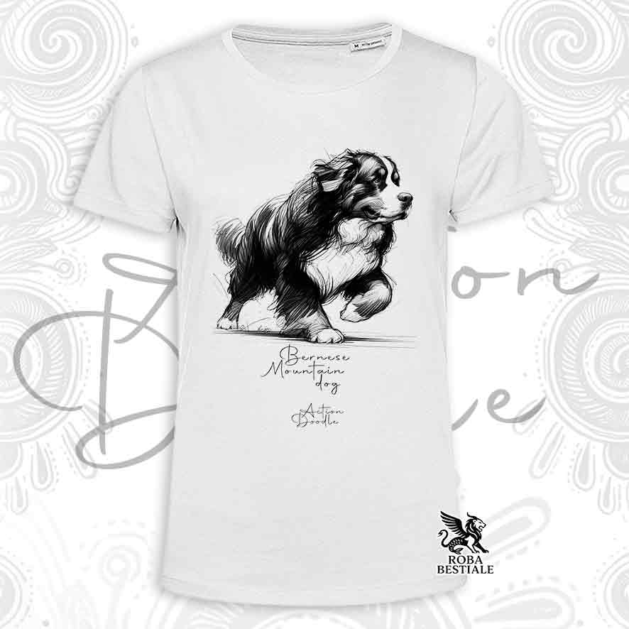 T-Shirt ACTION DOODLE - BOVARO DEL BERNESE - Bianca o Beige, da Uomo o da Donna - dalla XS alla 5XL