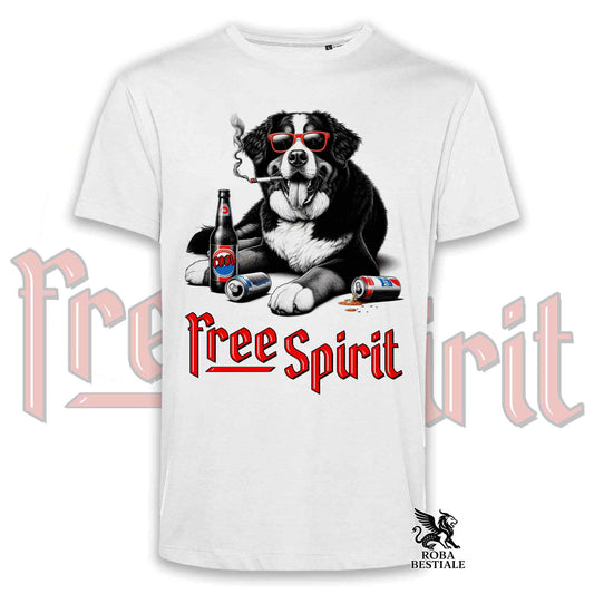 T-Shirt FREE SPIRIT - BOVARO DEL BERNESE - Bianca o Beige, da Uomo o da Donna - dalla XS alla 5XL